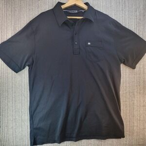 TravisMathew Polo Shirt Mens XL Black Golf Performance Pocket Short Sleeve